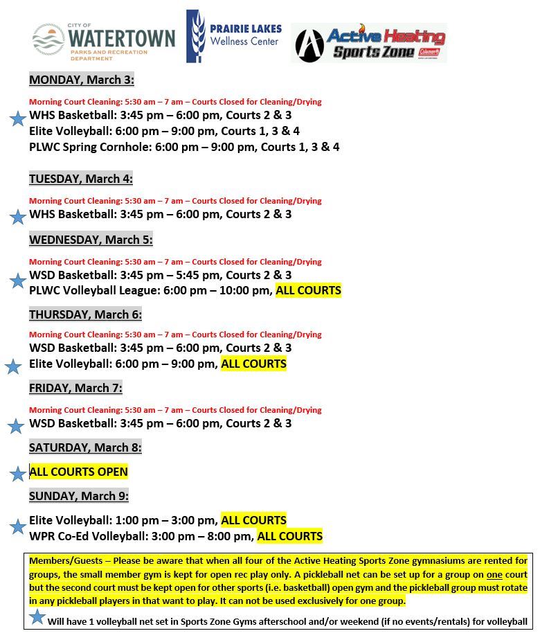 SZ March 3 2025 Schedule