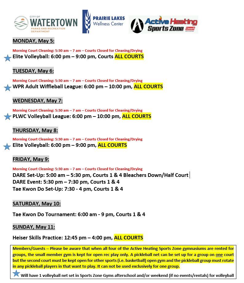 SZ Schedule May 5, 2025