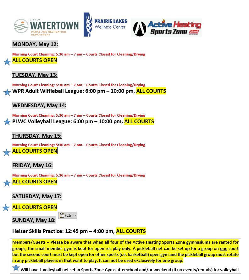 SZ Schedule May 12 2025