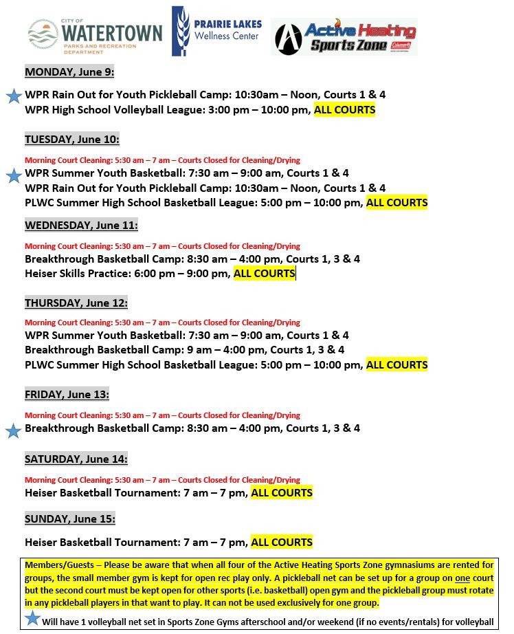 SZ Schedule June 9 2025