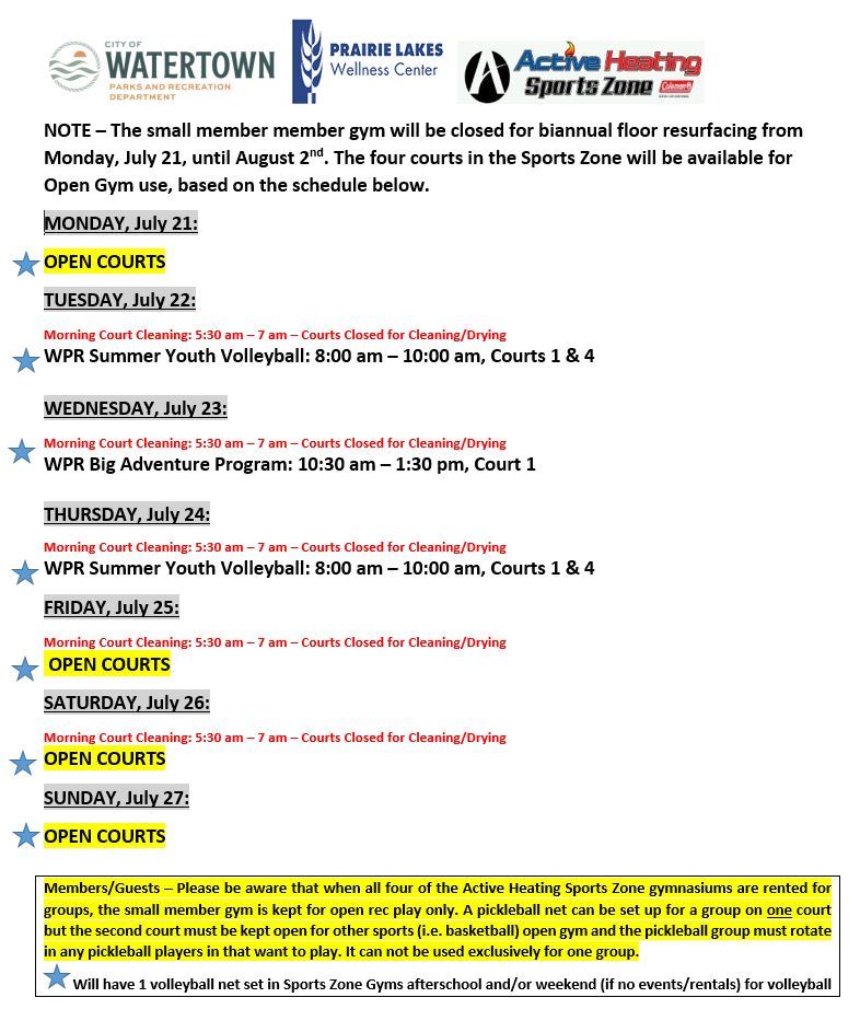 SZ Schedule Wk of July 21 2025