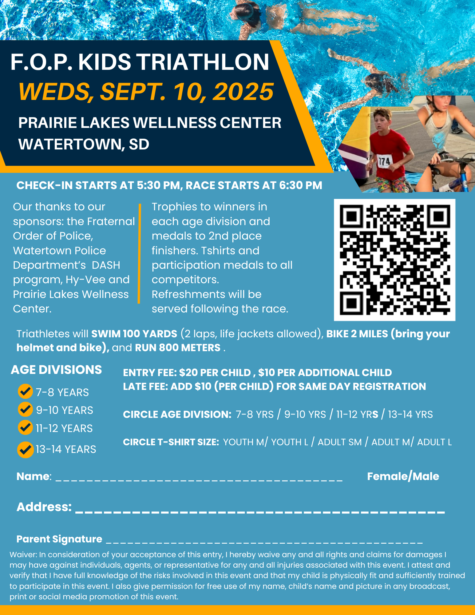 Blue and Orange Modern Swimming Lessons Flyer (1)