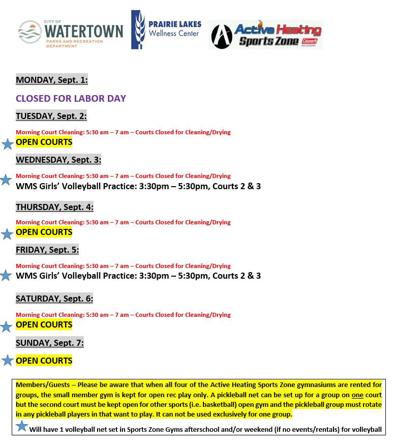 SZ Schedule Sept. 1 2025