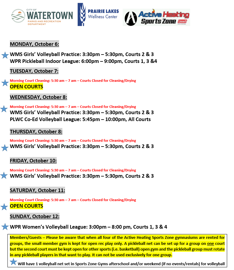 SZ Schedule Oct. 6 2025